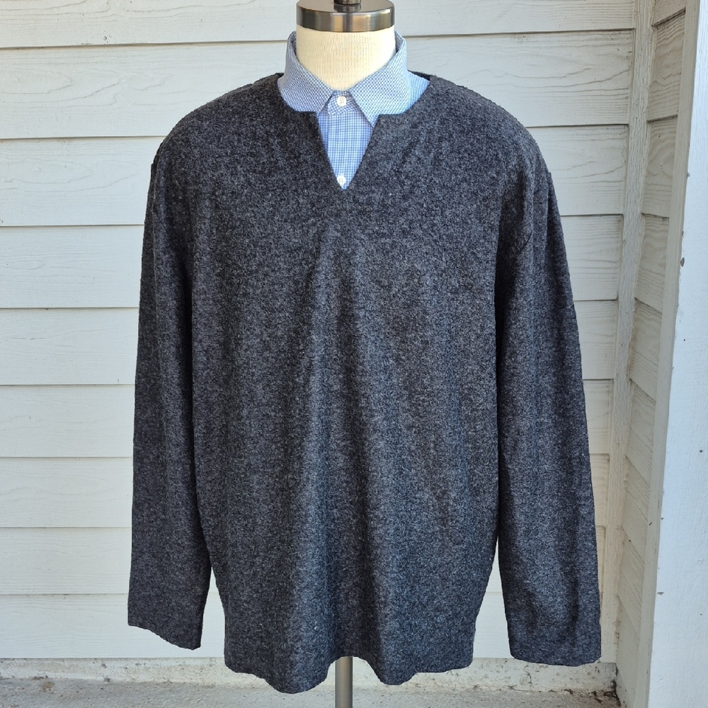UNIVERSAL WORKS Portugal Dark Grey Weave Wool‎ Blend Mens XL Long Sleeve Sweater